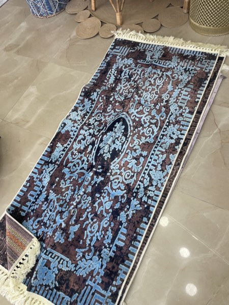 سجاد 80 180 ازرق وبني معرق